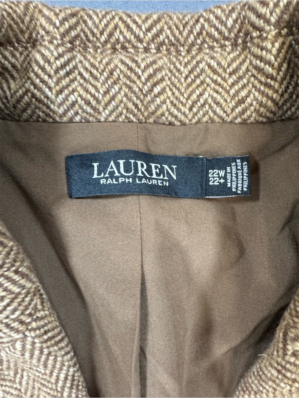 Ralph Lauren Tan Herringbone Blazer Jacket - Picture 3 of 7